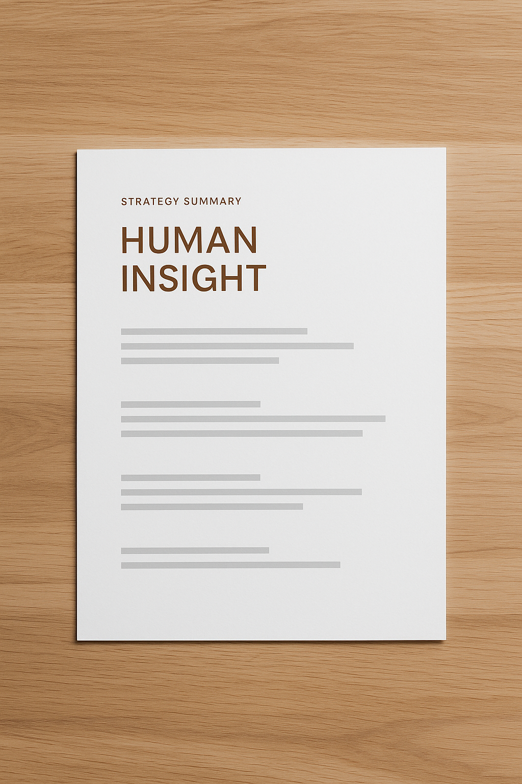 1-Page Human Insight Action Plan mockup