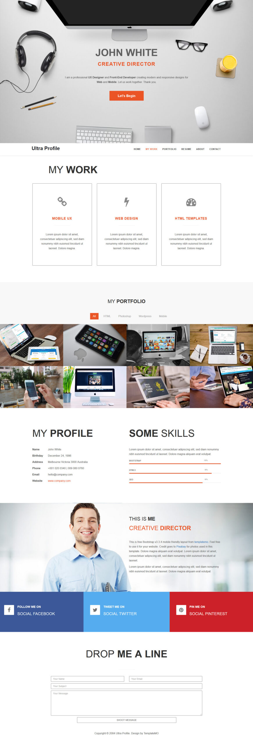 Personal portfolio website layout