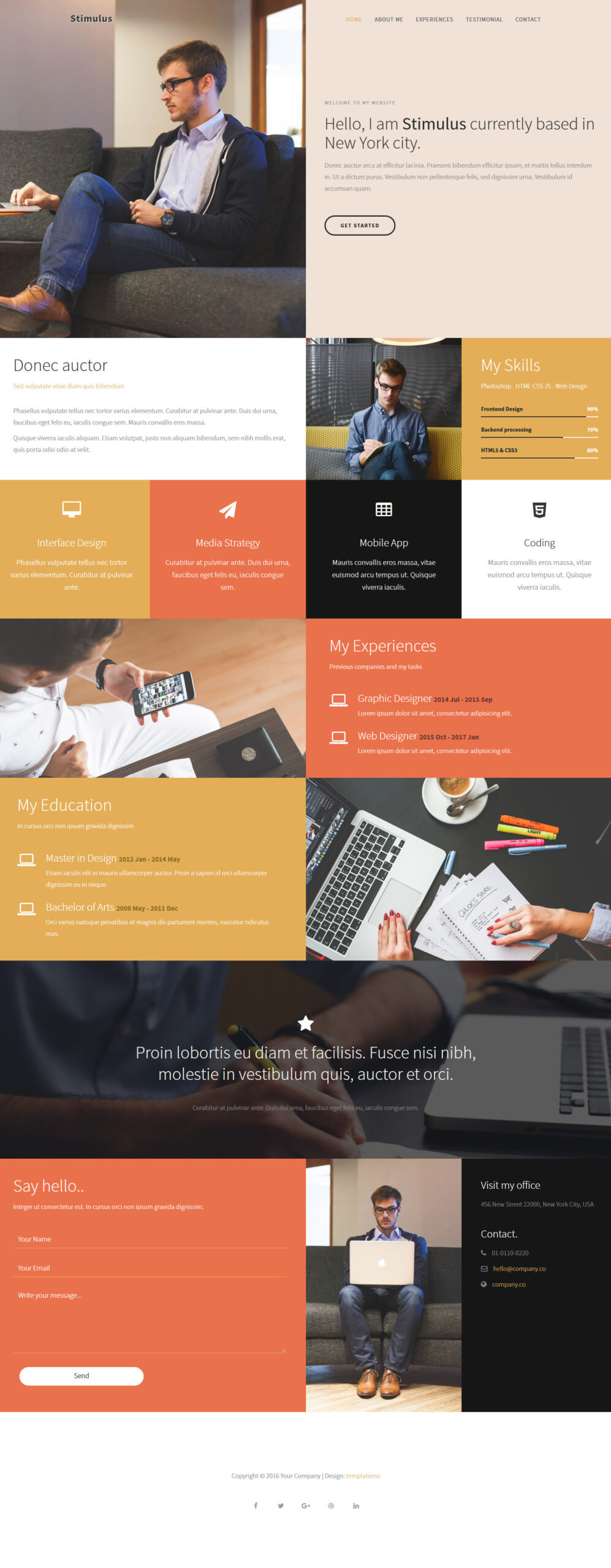 Creative agency website layout